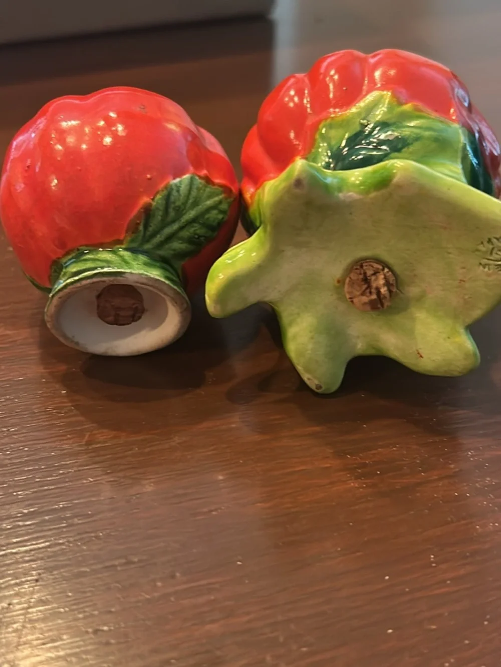 Ceramic Red Tomato Salt and Pepper Shaker Set